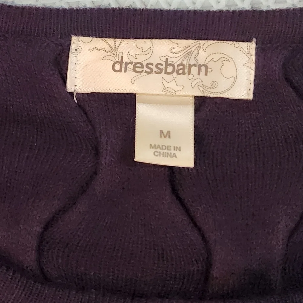 Dressbarn Women's Sweater Dress Purple A-Line Midi ¾ Peasant Sleeve  Size M